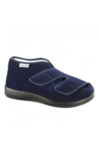 Pánska a dámska zdravotná papuča Varomed Genua, modrá, na suchý zips, pohľad z boku ꟾ Diapra.sk - zdravotná obuv za najlepšiu cenu