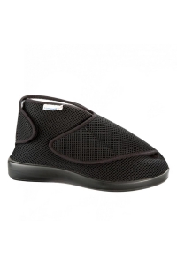 Dámska a pánska zdravotná papuča Varomed Florenz, čierna, na suchý zips, možnosť kompletného otvorenia ꟾ Diapra.sk - zdravotná obuv pre každého