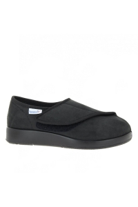 Dámska a pánska zdravotná papuča Varomed Lindau, čierna, na suchý zips, pohľad z boku ꟾ Diapra.sk - kvalitná zdravotná obuv