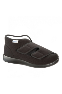 Dámska a pánska zdravotná topánka Varomed Genua, čierna, vysoká, na suchý zips, pri obväzoch a zábaloch, pohľad z boku ꟾ Diapra.sk - kvalitná zdravotná obuv
