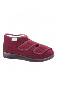 Dámska zdravotná papuča Varomed Genua, bordová, na suchý zips, pohľad z boku ꟾ diapra.sk - zdravá a pohodlná obuv