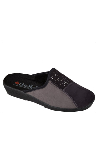 Dámske papuče komfort šedo-čierne, s vyvýšeným priehlavkom ꟾ Diapra.sk - pohodlná zdravotná obuv