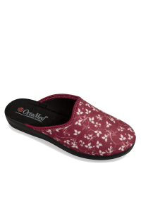 Dámska papuča Mjartan 607, červená, textil, vzor kvety, PU podrážka ꟾ Diapra.sk - pohodlná zdravotná obuv