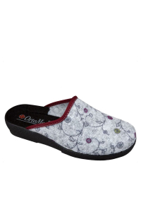 Dámske papuče Mjartan 607, sivá, textil, vzor kvety, PU podrážka ꟾ Diapra.sk - pohodlná zdravotná obuv