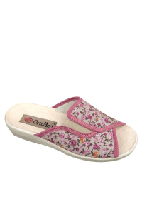 Dámske otvorené papuče ružové so vzorom, bez špičky, s gumkou ꟾ Diapra.sk - kvalitná zdravotná obuv
