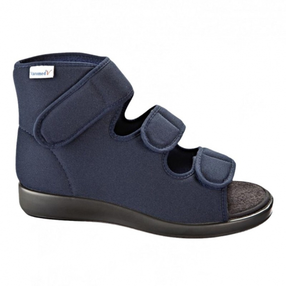 Dámska a pánska zdravotná obuv Varomed Rijeka, obväzová obuv pri deformáciách a opuchoch, modrá, na suchý zips, pohľad z boku ꟾ Diapra.sk - zdravá a pohodlná obuv
