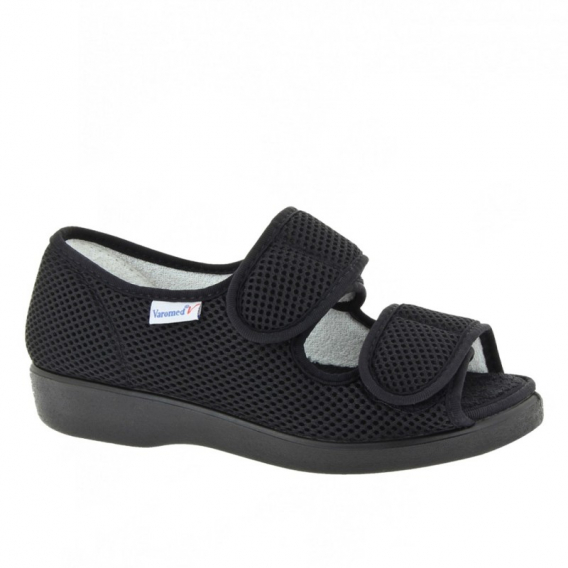 Dámska a pánska zdravotná obuv Varomed Göteborg, čierna, na suchý zips, pohľad z boku ꟾ Diapra.sk - zdravotná obuv pre každého