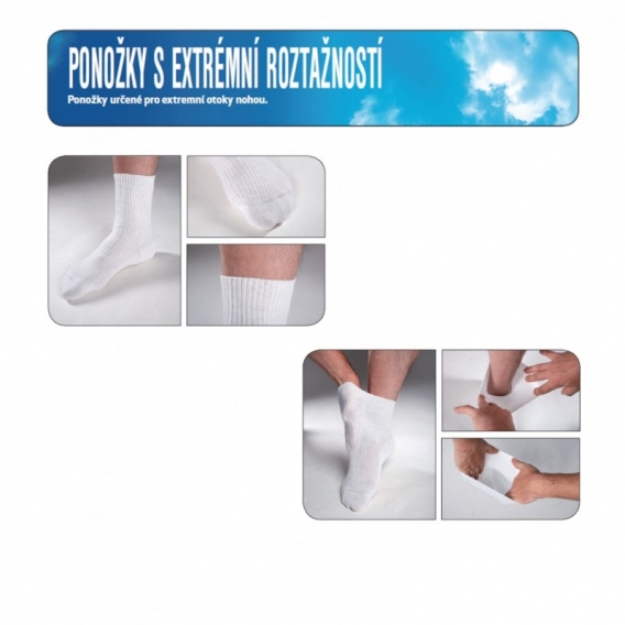 Dámske a pánske diabetické ponožky s extra voľný lemom, biela, zosilnená päta a špica, rebrovaná väzba ꟾ Diapra.sk - zdravotná obuv pre každého