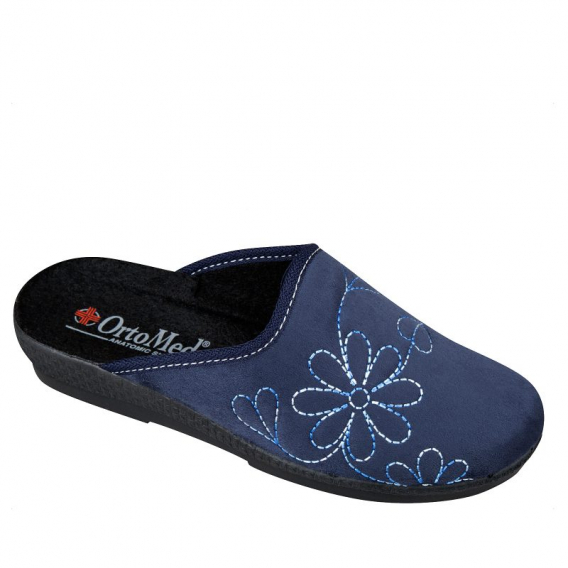 Dámske papuče modré so vzorom, textil, čierna PU podrážka, ꟾ Diapra.sk - zdravotná obuv za najlepšiu cenu