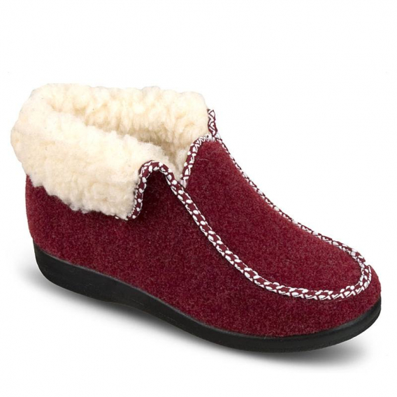 Dámske zateplené papuče, textil, bordová, zapínanie na zips, zateplené mäkkou kožušinou ꟾ Diapra.sk - zdravá a pohodlná obuv