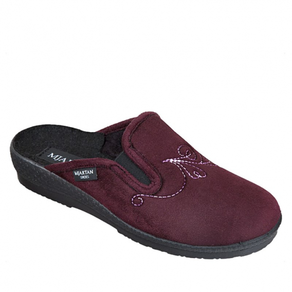 Dámske papuče Mjartan, textil, gumka na boku, bordová, podrážka PU ꟾ Diapra.sk - kvalitná zdravotná obuv
