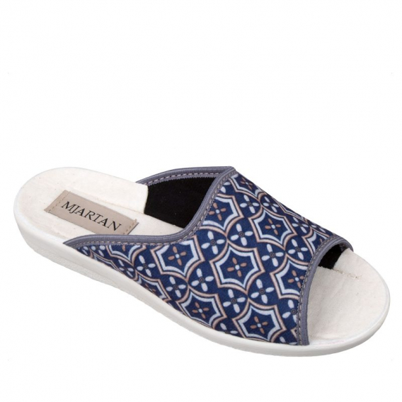 Dámske otvorené papuče modré so vzorom, bez špičky ꟾ Diapra.sk - zdravotná obuv pre každého