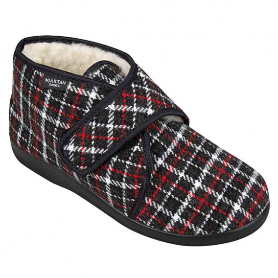 Dámske zateplené papuče na suchý zips, karo ꟾ diapra.sk